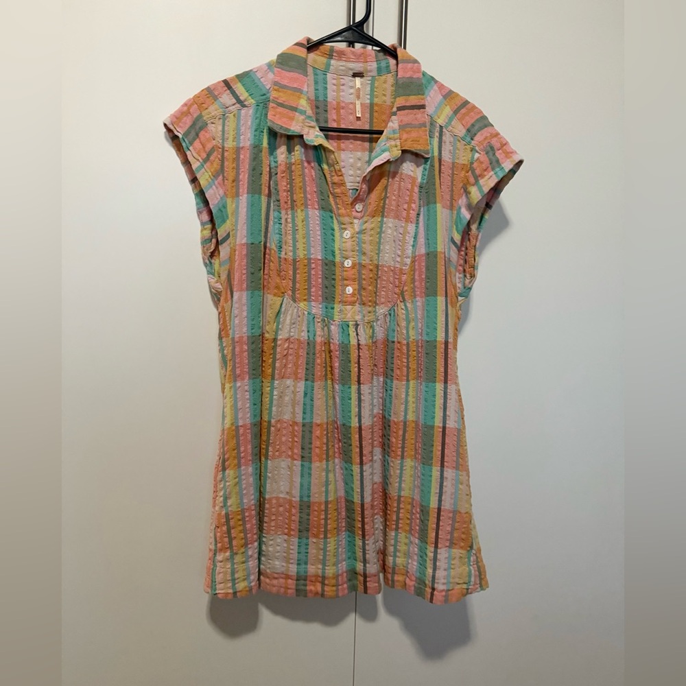 Free People Dreamers Madras Plaid Mini Dress - Picture 4 of 9